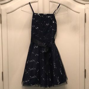 Dorissa Girls Dress Navy sparkles tulle party 12
